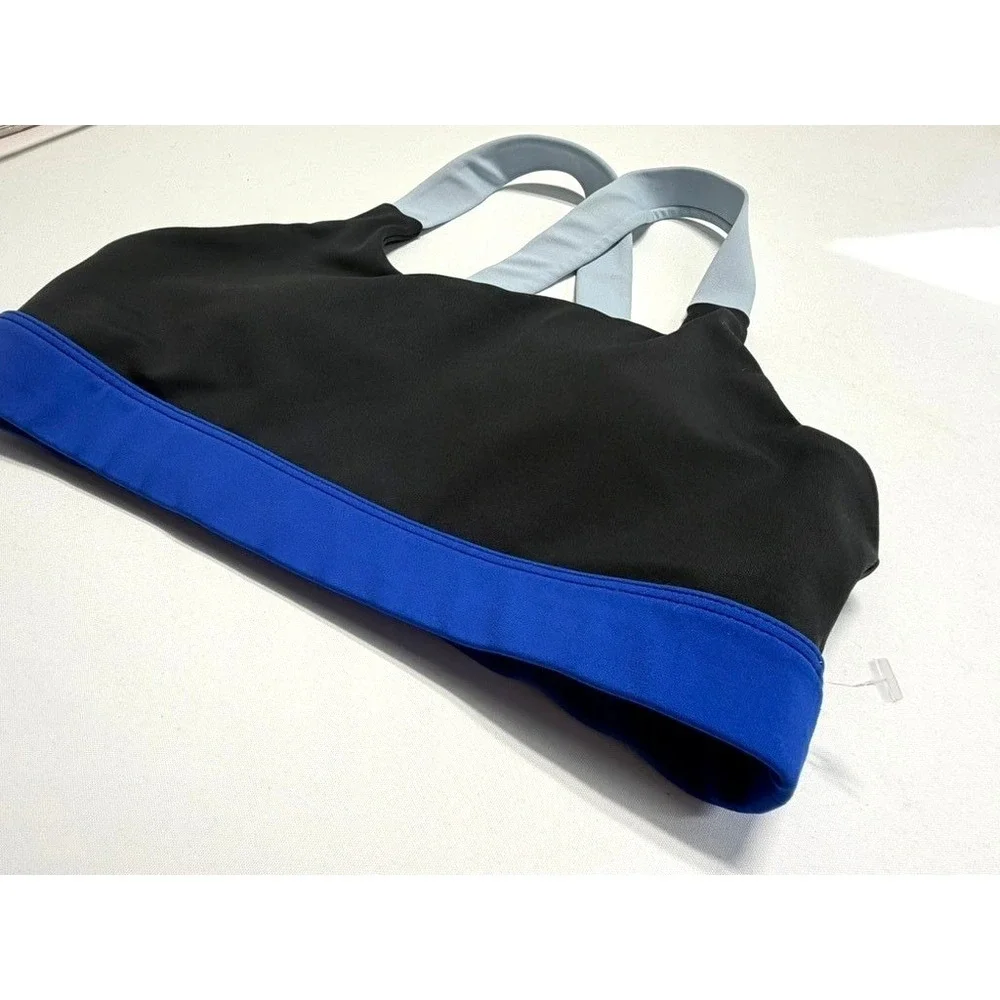 Wilo‎ Sports Bra Small Black Blue Strappy Back Athletic Activewear